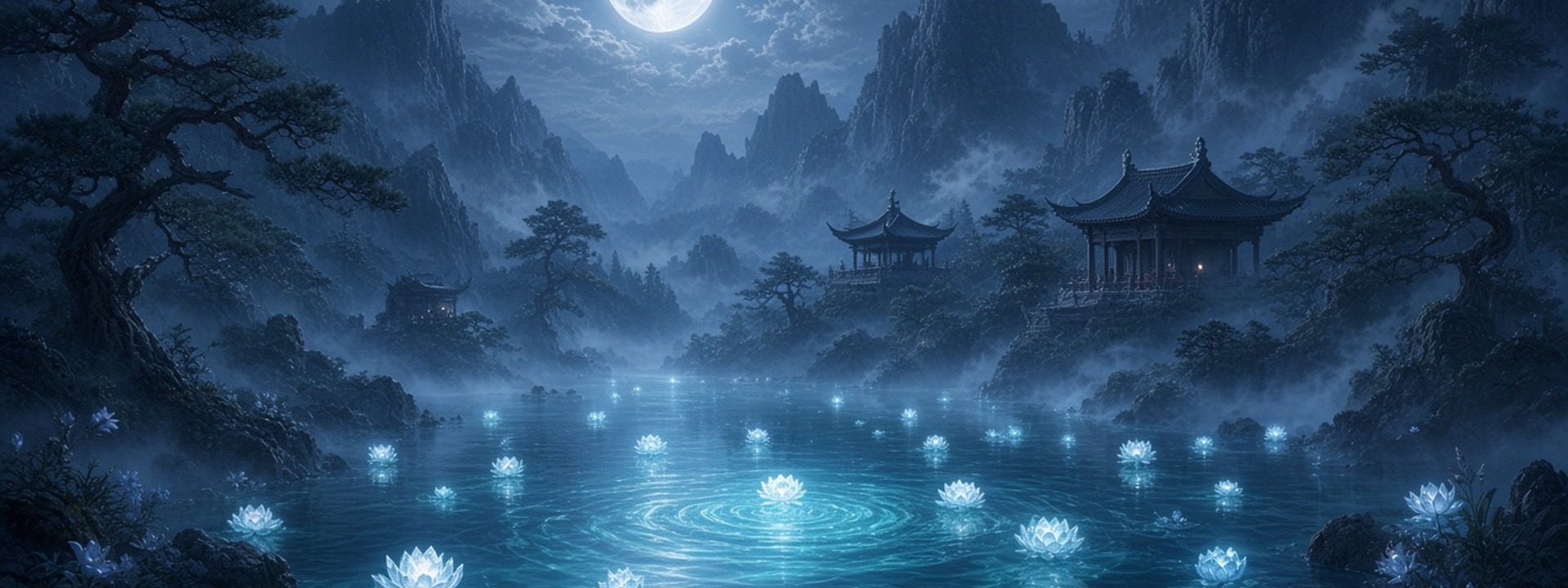 月湖仙境夜色