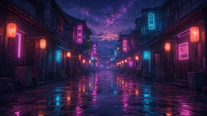 雨巷霓虹