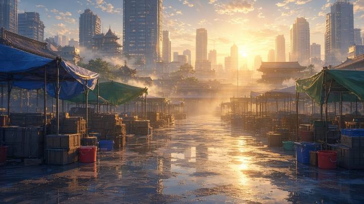 清晨早市
